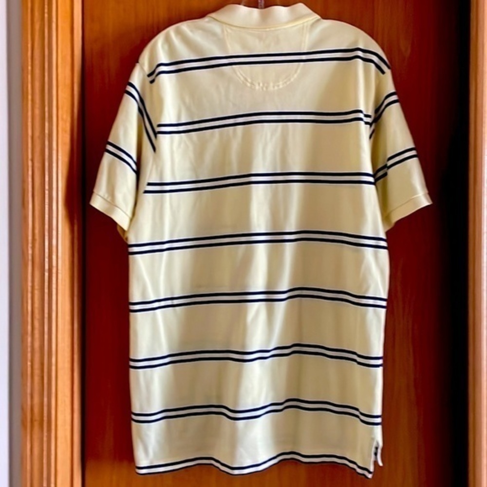 Izod Men’s Striped Polo Shirt Cotton Preppy Casual Yellow Navy Size XL - Picture 5 of 6